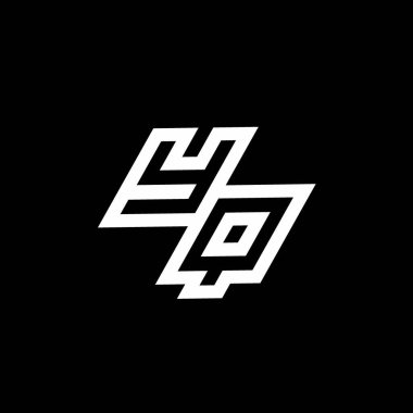 Siyah arkaplan üzerinde izole edilmiş YQ logo monogramı stili negatif uzay tasarım şablonu
