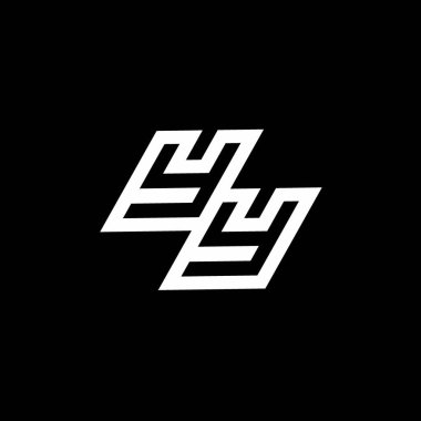 Siyah arkaplanda izole edilmiş negatif uzay tasarım şablonu ile YY logo monogramı