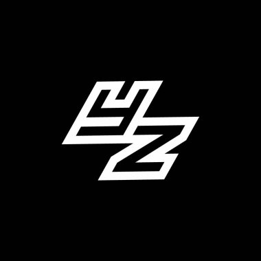 Siyah arkaplan üzerinde izole edilmiş YZ logo monogramı aşağı stil negatif uzay tasarım şablonu