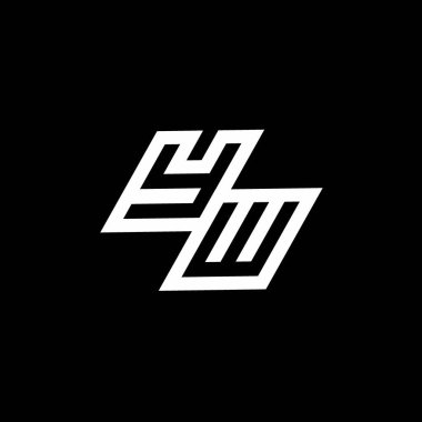 Siyah arkaplan üzerinde izole edilmiş YW logo monogramı aşağı stil negatif uzay tasarım şablonu
