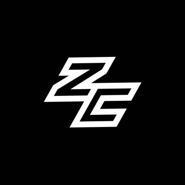 Siyah arkaplanda izole edilmiş negatif uzay tasarım şablonuna kadar uzanan ZE logo monogramı