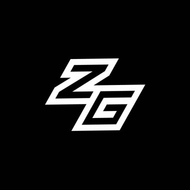 Siyah arkaplanda izole edilmiş negatif uzay tasarım şablonuna kadar uzanan ZG logo monogramı