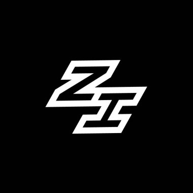 Siyah arkaplanda izole edilmiş, aşağı stil negatif uzay tasarım şablonu içeren ZI logo monogramı