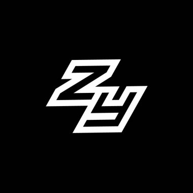 Siyah arkaplanda izole edilmiş negatif uzay tasarım şablonuna kadar olan ZY logo monogramı