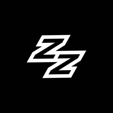 Siyah arkaplanda izole edilmiş, aşağı stil negatif uzay tasarım şablonuna sahip ZZ logo monogramı