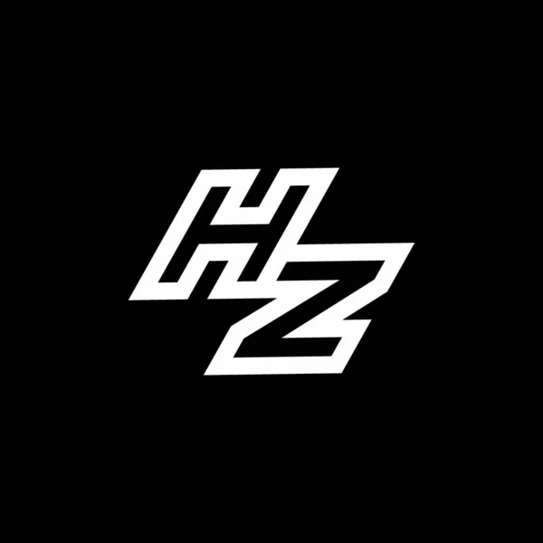 黒の背景に隔離されたスタイルの負のスペースデザインテンプレートまでとHzのロゴのモノグラム — ストックベクタ