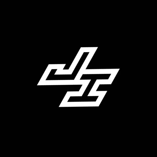 黒の背景に隔離されたスタイルの負の空間デザインテンプレートまでとJiのロゴのモノグラム — ストックベクタ