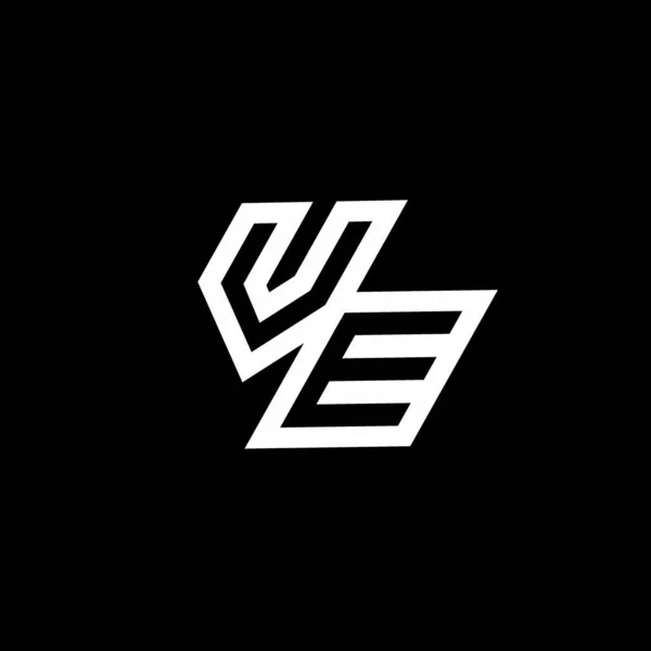 黒の背景に隔離されたスタイルの負のスペースデザインテンプレートまでとVeのロゴのモノグラム — ストックベクタ