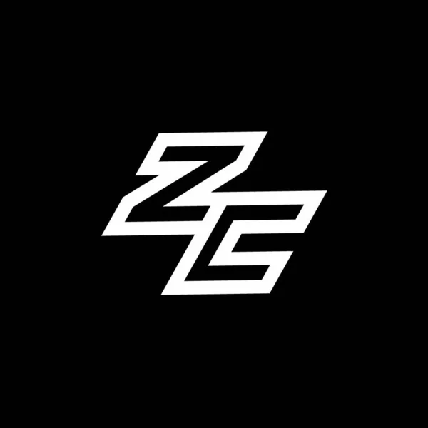 Ze标识主题图 带有在黑色背景上隔离的向下样式的负空间设计模板 — 图库矢量图片