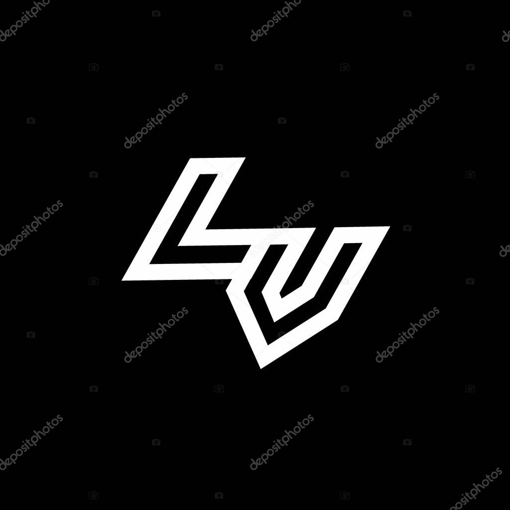 LV logo monogram with up to down style negative space design template isolated on black background