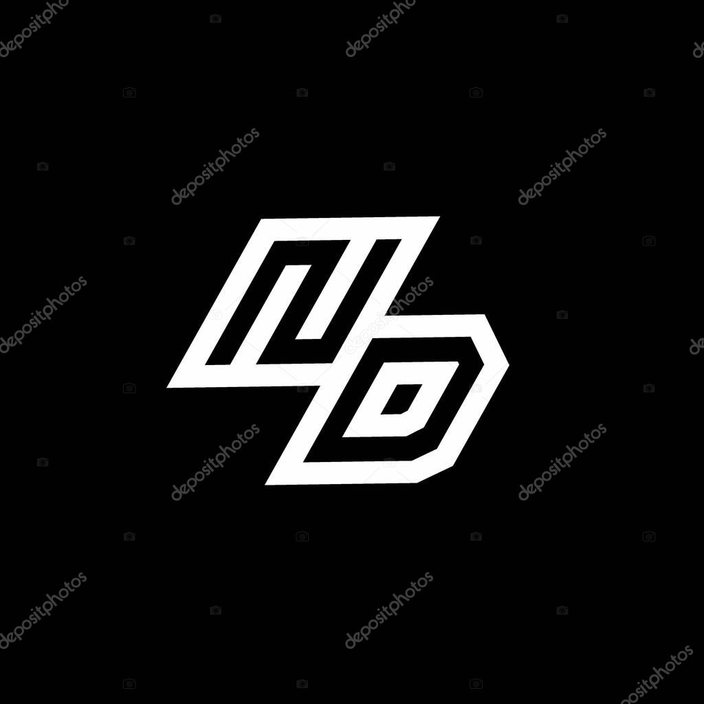 ND logo monogram with up to down style negative space design template isolated on black background