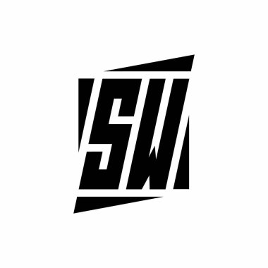 Modern tarz konsept tasarım şablonu beyaz arkaplanda izole edilmiş SW Logo monogramı