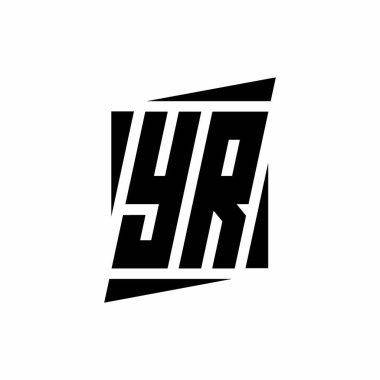 Modern tarz konsept tasarım şablonu beyaz arkaplanda izole edilmiş YR Logo monogramı