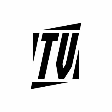 Modern tarz konsept tasarım şablonuna sahip TV logosu monogramı beyaz arkaplanda izole edilmiş
