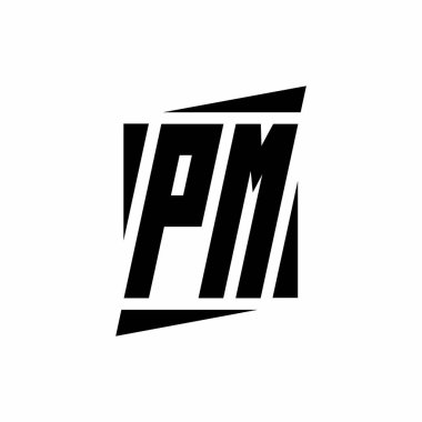Modern tarz konsept tasarım şablonu beyaz arkaplanda izole edilmiş PM logo monogramı