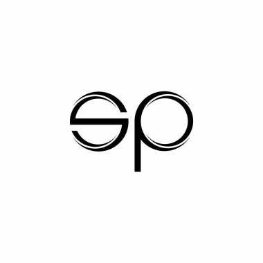 Beyaz arkaplanda izole edilmiş dilimlenmiş modern tasarım şablonu içeren SP Logo monogramı