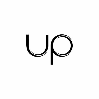 Dilimlenmiş modern tasarım şablonu beyaz arkaplanda izole edilmiş UP logo monogramı