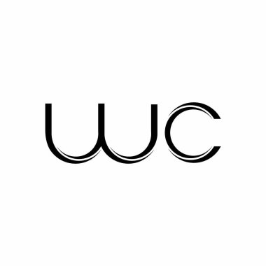 Beyaz arkaplanda izole edilmiş dilimlenmiş modern tasarım şablonu ile WC Logo monogramı