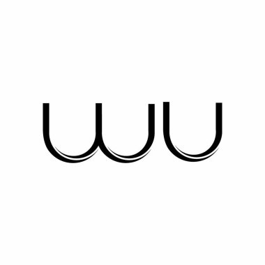 Beyaz arkaplanda izole edilmiş dilimlenmiş modern tasarım şablonu ile WU Logo monogramı