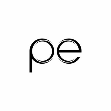 Beyaz arkaplanda izole edilmiş dilimlenmiş modern tasarım şablonu içeren PE logo monogramı