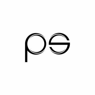 Dilimlenmiş yuvarlak modern tasarım şablonu beyaz arkaplanda izole edilmiş PS Logo monogramı