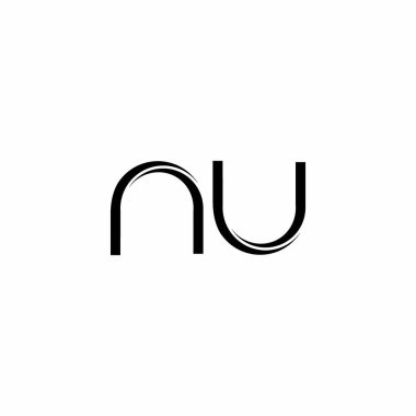 Beyaz arkaplanda izole edilmiş dilimlenmiş modern tasarım şablonu içeren NU Logo monogramı