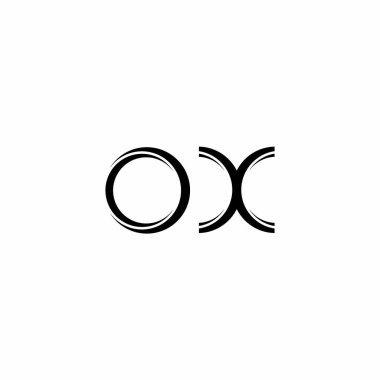 Dilimlenmiş yuvarlak modern tasarım şablonu beyaz arkaplanda izole edilmiş OX Logo monogramı