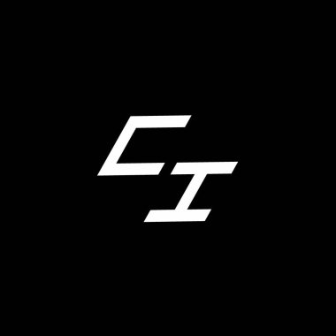 Siyah arkaplanda izole edilmiş modern tasarım şablonuna kadar olan CI logo monogramı