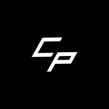 Siyah arkaplanda izole edilmiş modern tasarım şablonuna kadar olan CP logo monogramı