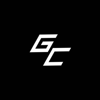 Siyah arkaplanda izole edilmiş modern tasarım şablonuna kadar olan GC logo monogramı