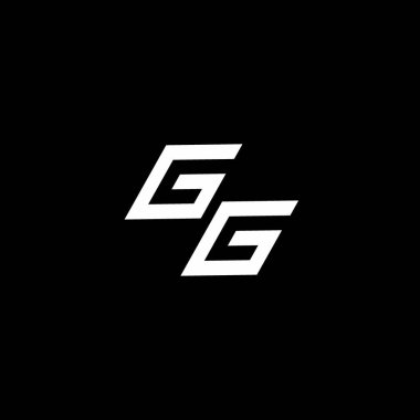Siyah arkaplanda izole edilmiş modern tasarım şablonuna kadar uzanan GG logo monogramı