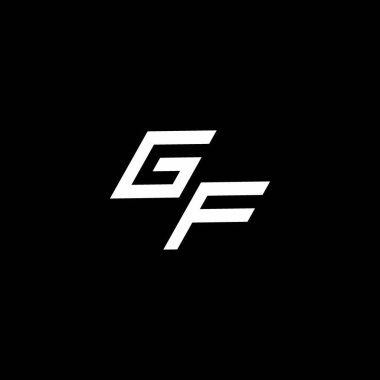 Siyah arkaplanda izole edilmiş modern tasarım şablonu ile GF logo monogramı
