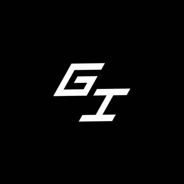 Siyah arkaplanda izole edilmiş GI logo monogramı ile aşağı kadar modern tasarım şablonu