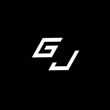 Siyah arkaplanda izole edilmiş modern tasarım şablonuna kadar uzanan GJ logo monogramı