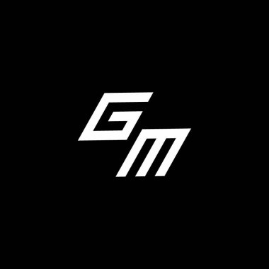Siyah arkaplanda izole edilmiş modern tasarım şablonuna kadar uzanan GM logo monogramı