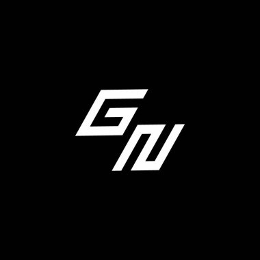 Siyah arkaplanda izole edilmiş modern tasarım şablonuna kadar uzanan GN logo monogramı