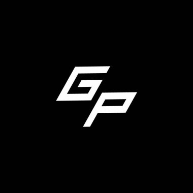 Siyah arkaplanda izole edilmiş modern tasarım şablonuna kadar uzanan GP logo monogramı