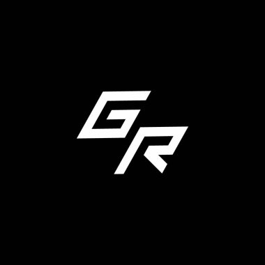 Siyah arkaplanda izole edilmiş modern tasarım şablonuna kadar uzanan GR logo monogramı