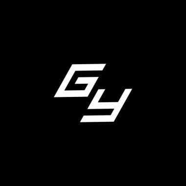 Siyah arkaplanda izole edilmiş modern tasarım şablonuna kadar uzanan GY logo monogramı