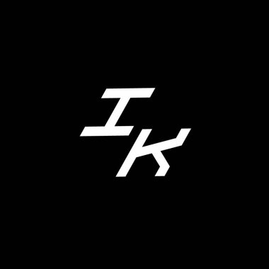 Siyah arkaplanda izole edilmiş modern tasarım şablonu ile birlikte IK logo monogramı