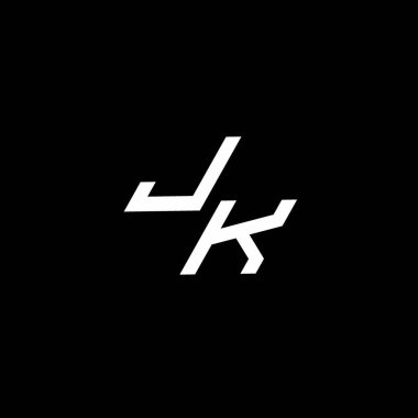 Siyah arkaplanda izole edilmiş modern tasarım şablonuna kadar uzanan JK logo monogramı