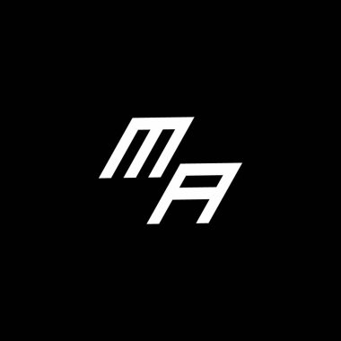 Siyah arkaplanda izole edilmiş modern tasarım şablonu ile MA logo monogramı