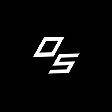 Siyah arkaplanda izole edilmiş modern tasarım şablonuna kadar indirgenmiş OS logosu