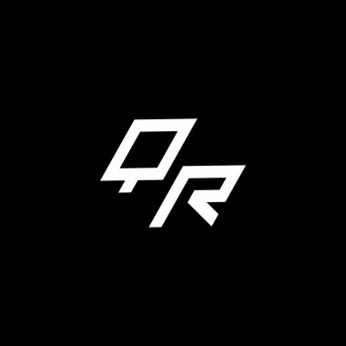 Siyah arkaplanda izole edilmiş modern tasarım şablonu ile QR logo monogramı