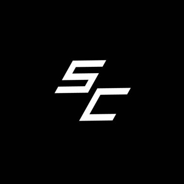SC logo monogramı siyah arkaplanda izole edilmiş modern tasarım şablonu