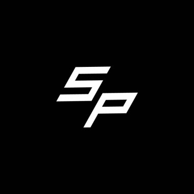 Siyah arkaplanda izole edilmiş modern tasarım şablonuna kadar inen SP logo monogramı