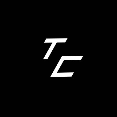 Siyah arkaplanda izole edilmiş modern tasarım şablonuna kadar uzanan TC logo monogramı