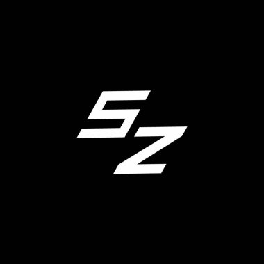 Siyah arkaplanda izole edilmiş modern tasarım şablonuna kadar inen SZ logo monogramı
