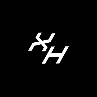 Siyah arkaplanda izole edilmiş XH logo monogramı ile aşağı doğru modern tasarım şablonu