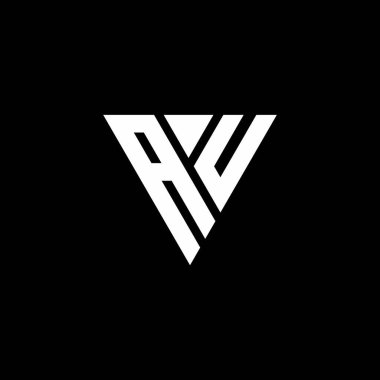 Siyah arkaplanda izole edilmiş üçgen şekil tasarım şablonlu AU Logo harfi monogramı